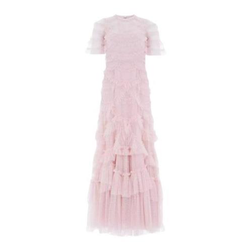 Roze Ruche Marilla Maxi Jurk Needle & Thread , Pink , Dames