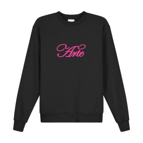 Zwarte Katoenen Logo Crewneck Sweatshirt Arte Antwerp , Black , Heren