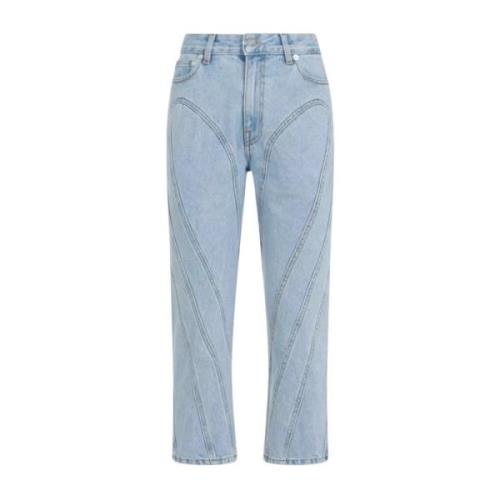 Lichtblauwe Gestikte Jeans Mugler , Blue , Dames