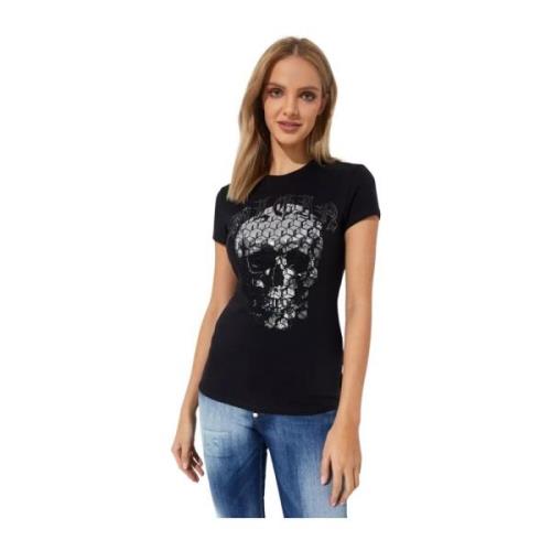 Zwarte kristallen schedel T-shirt Pure Skull Philipp Plein , Black , D...