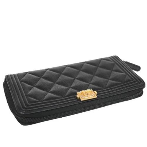 Pre-owned Leather wallets Chanel Vintage , Black , Dames