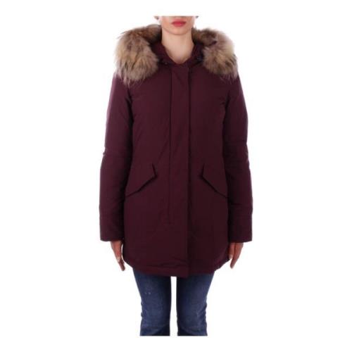 Gewatteerde jas met capuchon en rits Woolrich , Purple , Dames