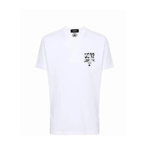 Casual Katoenen T-shirt Dsquared2 , White , Heren