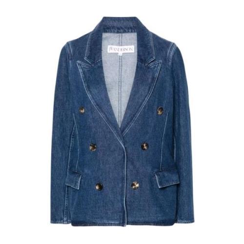 Navy Double-Breasted Denim Blazer JW Anderson , Blue , Dames