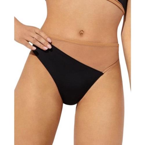 Mesh Bikini Broek Hoge Taille Nude Norma Kamali , Black , Dames