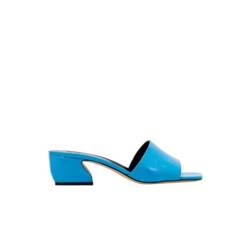 Blauwe leren slippers Sergio Rossi , Blue , Dames