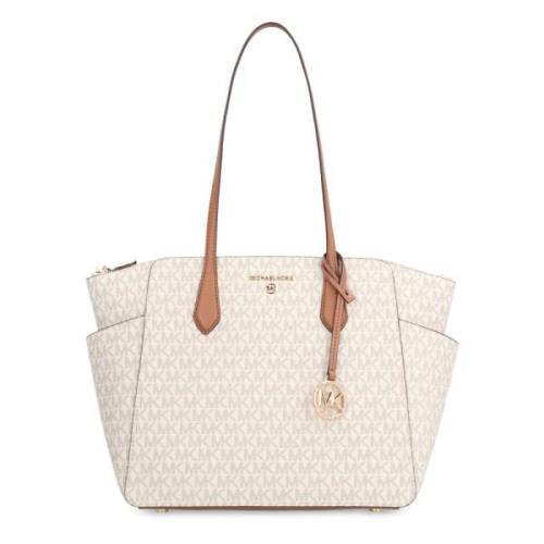 Logo Canvas Tote met Ritssluiting Michael Kors , White , Dames