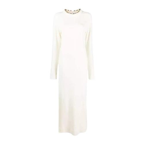 Witte Gebreide Maxi Jurk Paco Rabanne , White , Dames