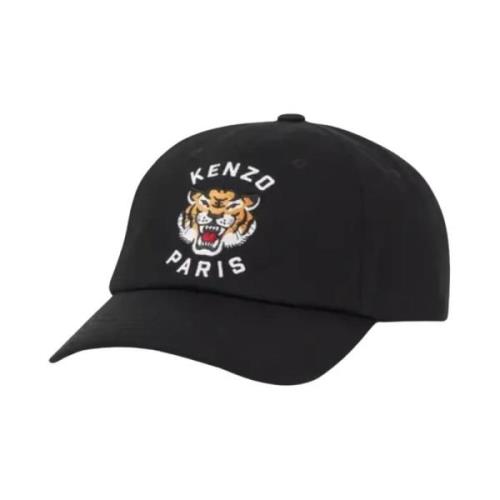 Zwarte Varsity Cap met Lucky Tiger Kenzo , Black , Heren