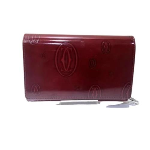 Pre-owned Leather wallets Cartier Vintage , Red , Dames