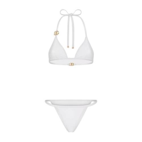 Witte Bikini Set met Gouden Accenten Dolce & Gabbana , White , Dames