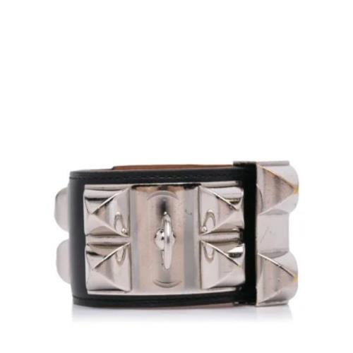 Pre-owned Leather bracelets Hermès Vintage , Black , Dames