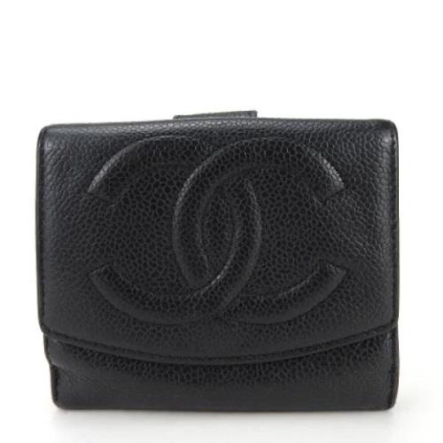 Pre-owned Leather wallets Chanel Vintage , Black , Dames