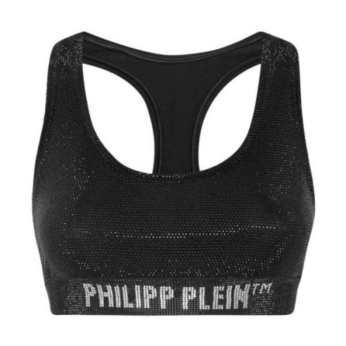 Zwarte sporttop met kristallen Philipp Plein , Black , Dames