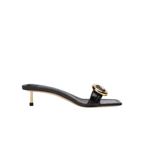 Zwarte krokodillenleren hakken sandalen Jacquemus , Black , Dames