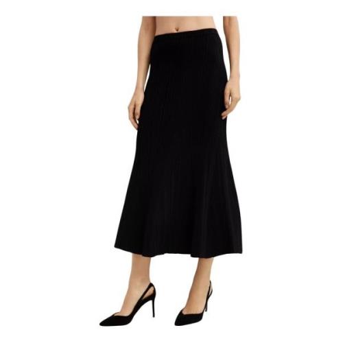 Zwarte Gestreepte Uitlopende Midi Rok Self Portrait , Black , Dames