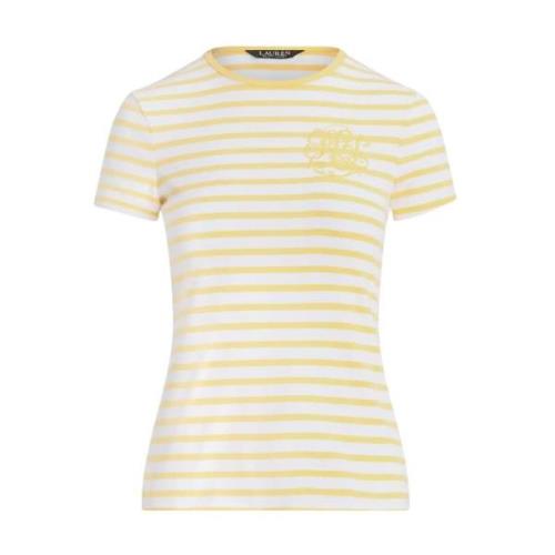 T-shirt met gele strepen met logo Ralph Lauren , Yellow , Dames