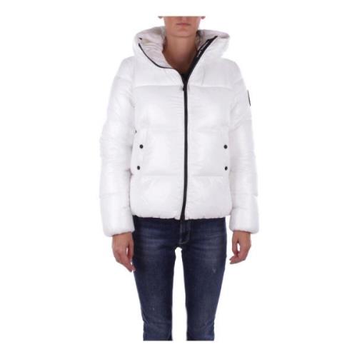 Witte Hoodie met zijlogo ritssluiting Save The Duck , White , Dames