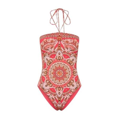 Koraal Bandeau Badpak met Halter Tie Camilla , Pink , Dames