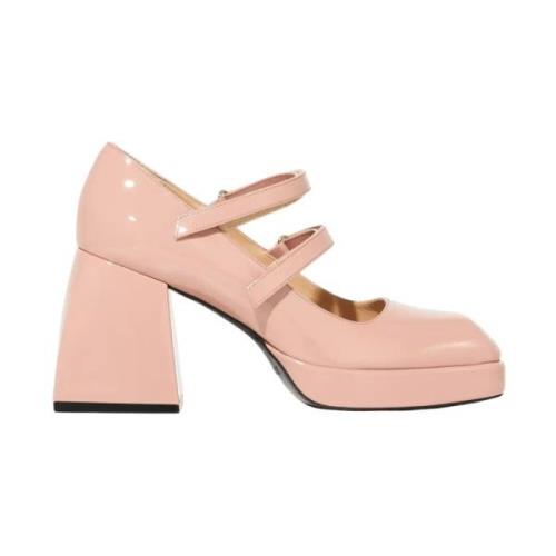 Roze platform schoenen met dubbele klittenbandsluiting Nodaleto , Pink...