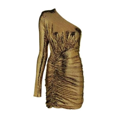 Gouden Paillet Mini Jurk Gedrapeerde Taille Alexandre Vauthier , Yello...