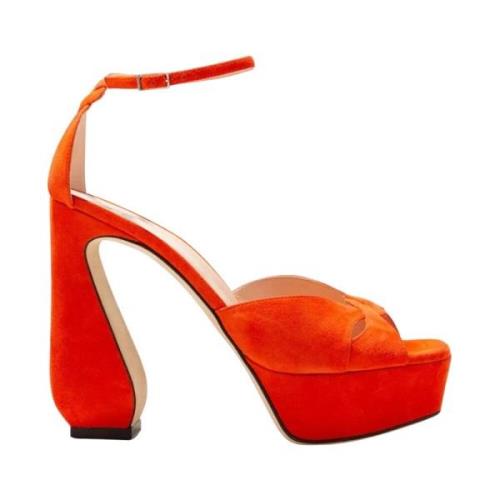 Rode platformsandalen met gekruiste bandjes Sergio Rossi , Red , Dames