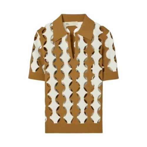 Gestreept poloshirt met uitsparingen Tory Burch , Brown , Dames