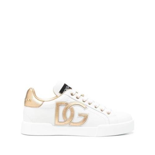 DG-versierde lage sneakers Dolce & Gabbana , White , Dames