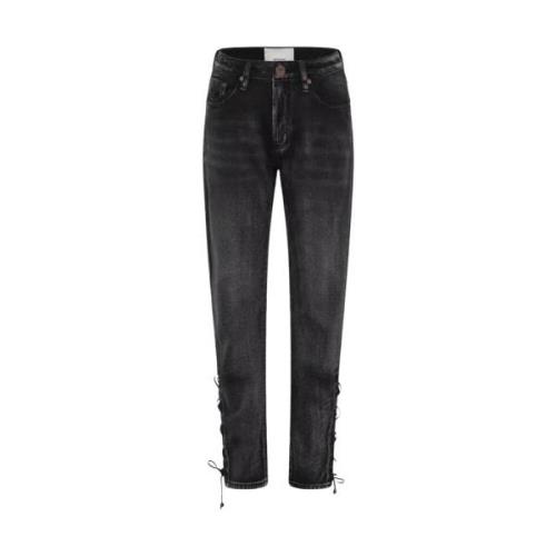 Zwarte Baggy Jeans met Hoge Taille One Teaspoon , Black , Dames