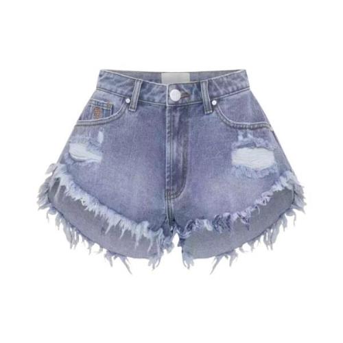 Denim Shorts met Raffelige Zoom One Teaspoon , Blue , Dames