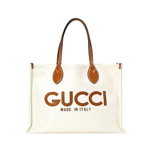 Stijlvolle Leren Tas Gucci , Beige , Dames