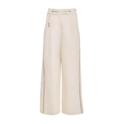 Slouch Tide Broek met Contraststiksels Zimmermann , Beige , Dames