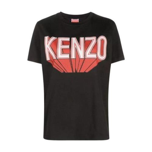 Zwart Logo Print T-shirt Kenzo , Black , Dames