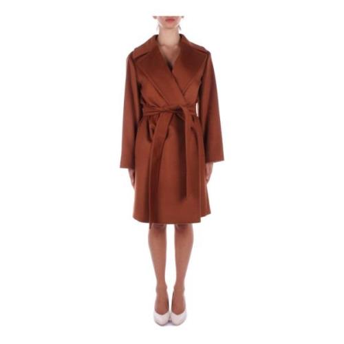 Bruine leren jas met riem Max Mara , Brown , Dames