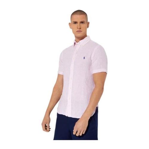 Linnen shirt met korte mouwen Slim fit Ralph Lauren , White , Heren