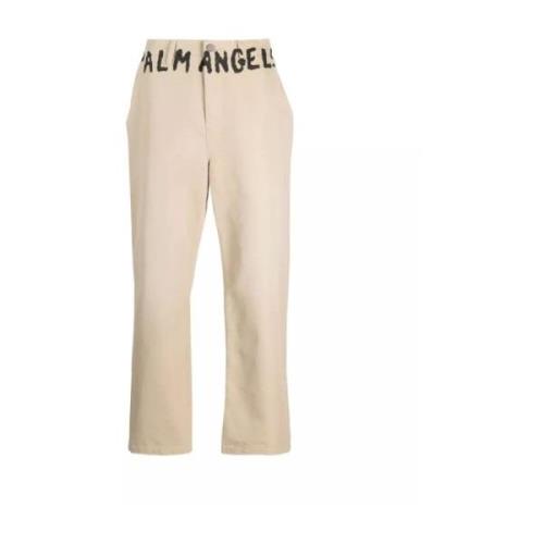 Beige Logo Broek Palm Angels , Beige , Heren