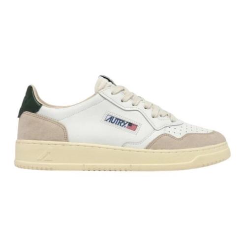 Witte leren sneakers met beige suède Autry , White , Heren