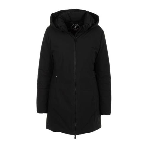 Zwarte Winterjas met Capuchon Save The Duck , Black , Dames