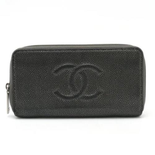 Pre-owned Leather wallets Chanel Vintage , Gray , Dames