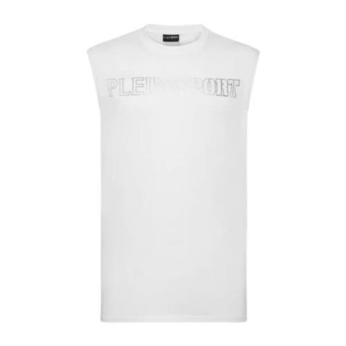 Wit Mouwloos T-shirt met Tijger Grafisch Plein Sport , White , Heren