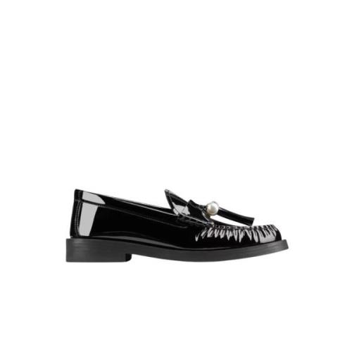 Zwarte lakleren loafers met franje pareldetail Jimmy Choo , Black , Da...