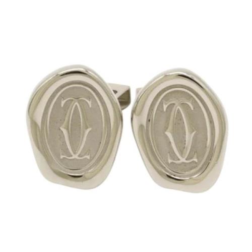 Pre-owned Metal earrings Cartier Vintage , Gray , Heren