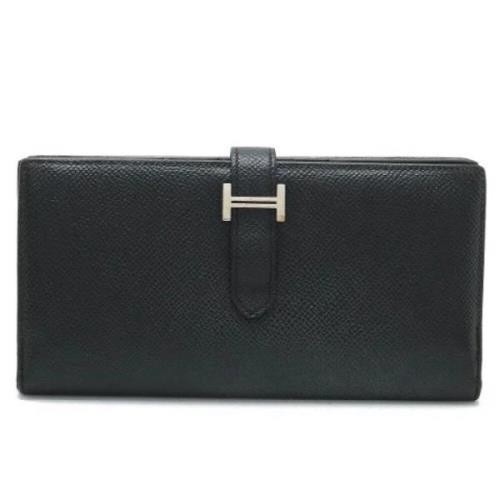 Pre-owned Leather wallets Hermès Vintage , Black , Dames