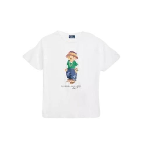 Katoenen T-shirt met teddybeer Ralph Lauren , White , Dames