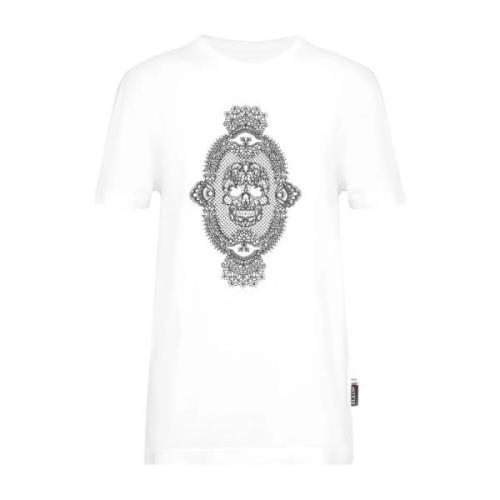 Wit Katoenen Geborduurd T-shirt Philipp Plein , White , Dames