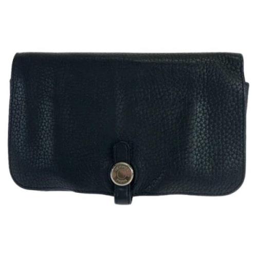 Pre-owned Leather wallets Hermès Vintage , Black , Dames