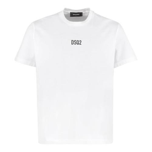 Katoenen Logo T-shirt Dsquared2 , White , Heren