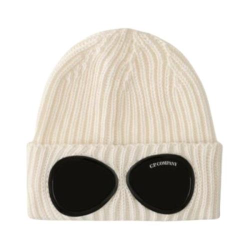 Merino Wool Goggle Beanie C.p. Company , White , Heren