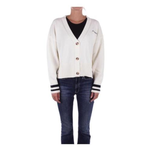 Witte Cardigan met Frontlogo Knoopsluiting Guess , White , Dames