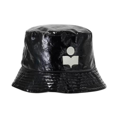 Zwarte Bucket Hoed Logo Gestikt Isabel Marant , Black , Dames